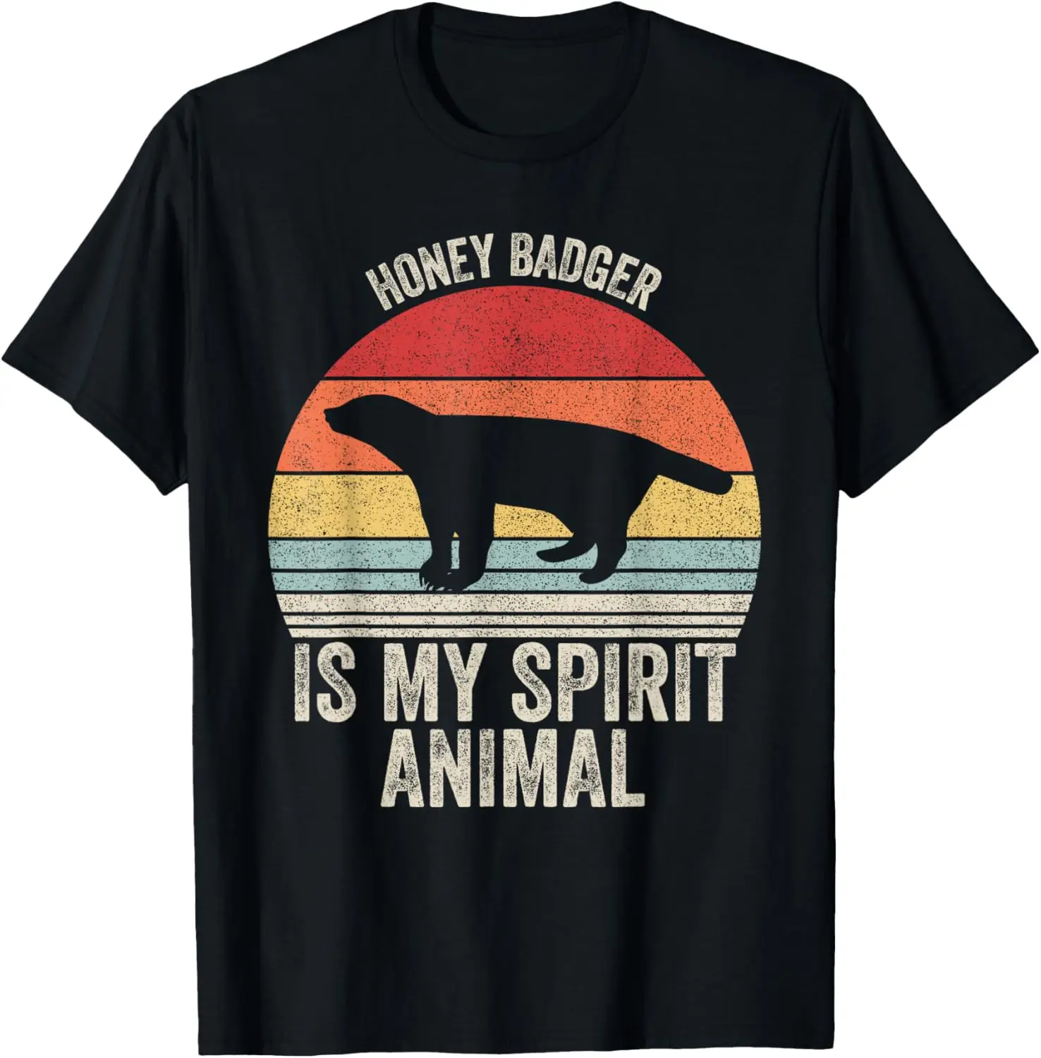 Honey Badger Is My Spirit Animal Retro Vintage Graphic Cotton T-Shirt Men Casual