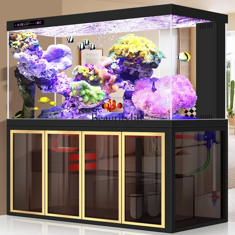 Bottom filter dragon fish tank industrial wind ultra-white glass partition medium and large ecological intelligent aquarium