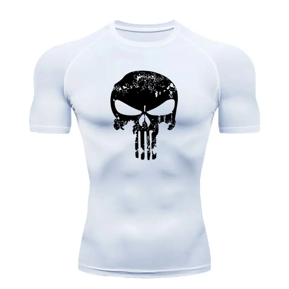 Marvel\'s The Punisher Compression Shirt Men Superhero Anime Gym Shirt Quick Drying Athletics Tops Tees Summer Fitness Basketball