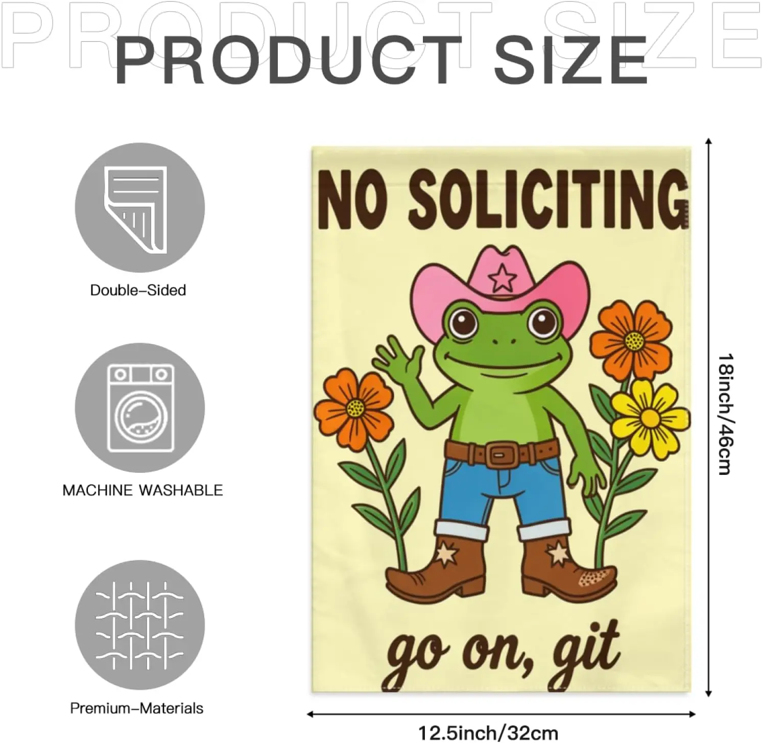 No Soliciting Funny Frog Garden Flag 12×18in Double Sided Western Themed Outdoor Warning Decor for Lawn Patio Front Yard Cas kkz