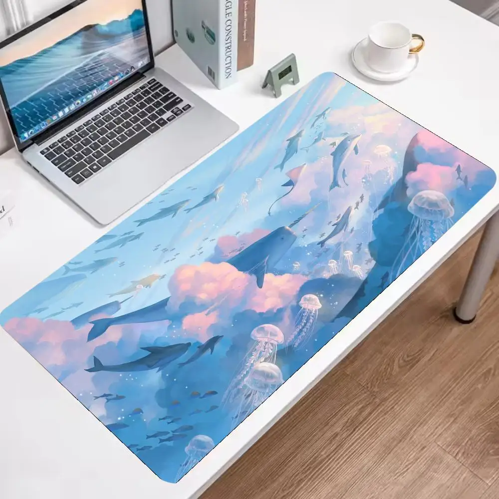 

Dreamy Ocean Whale Sky Large Mouse Pad, Aesthetic Jellyfish Cloud Desk Mat, Non-Slip Smooth Gaming & Office Mousepad