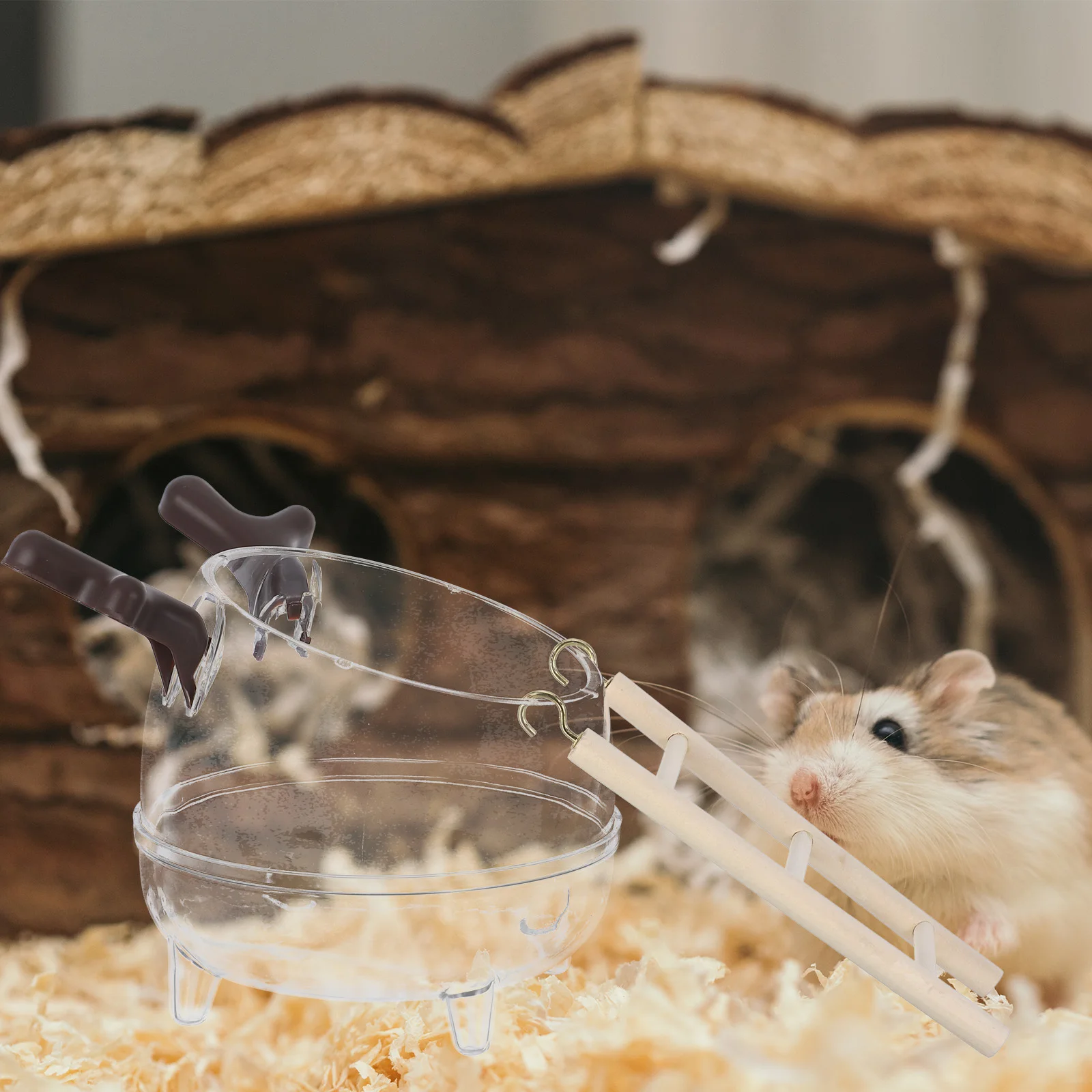 

Hamster Sand Bath Ladder Clear Sand Bath Box Pet Cage Bathroom Toilet Breeding Box Small Animal Bathroom Accessories