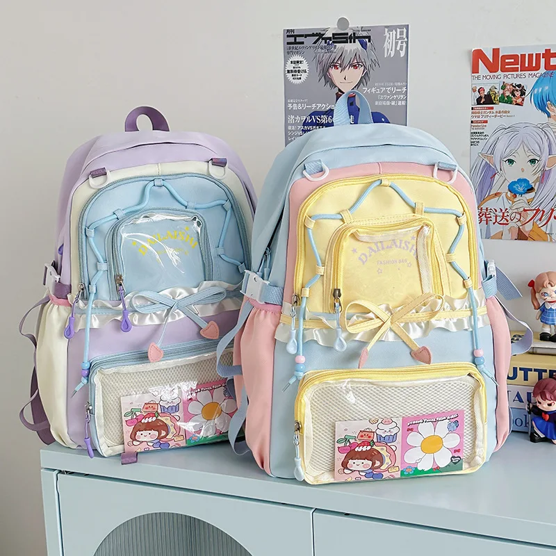 Richme Lolita Lace Women Backpacks 2025 New Design Students DIY Badge Ita Bag Large Capacity Laptop Commute Mochilas Para Mujer