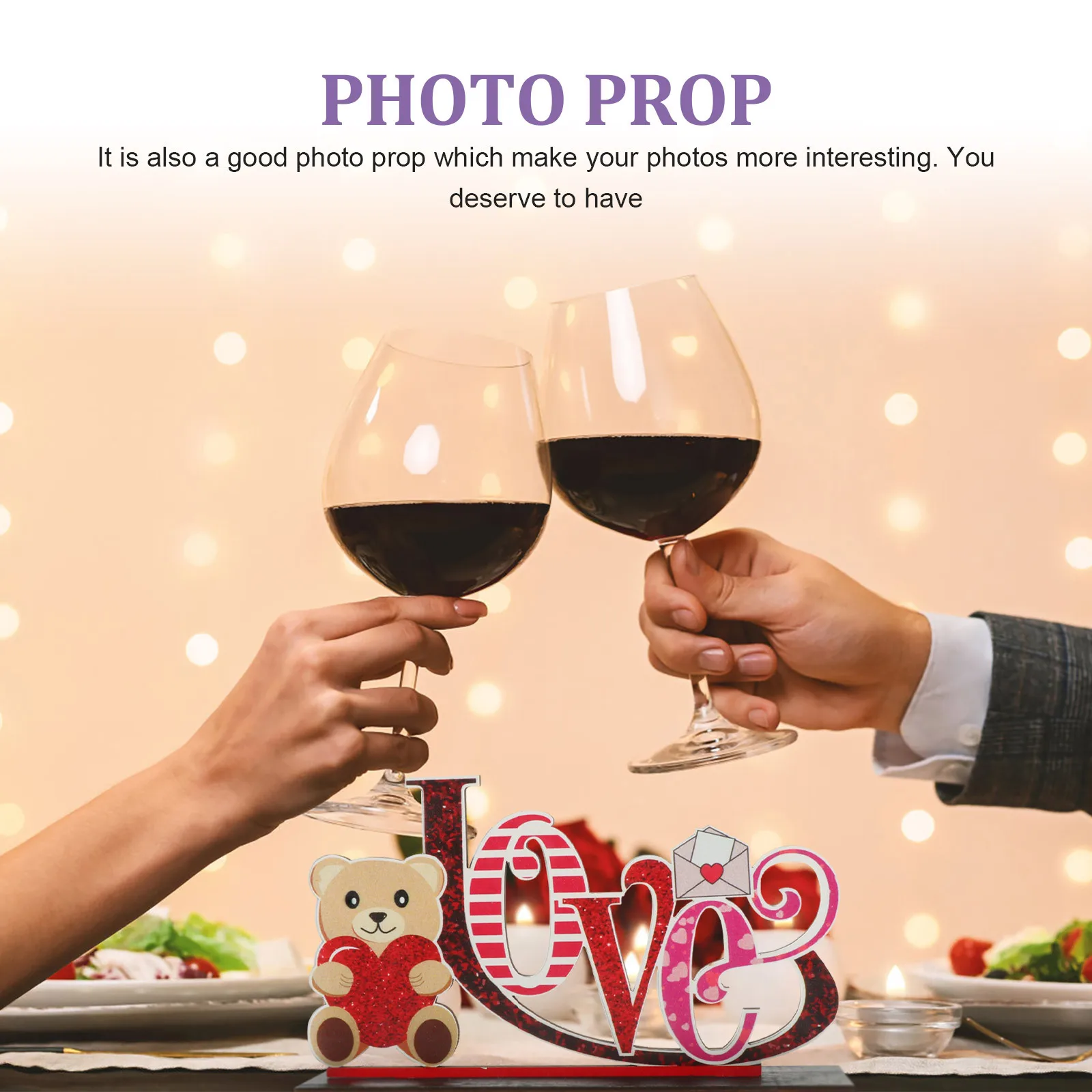 ديكور إبداعي لعيد الحب، دعامة حروف خشبية، زخرفة فريدة من نوعها، مثالية لحفلات الزفاف المنزلية، دعامة صور عملية