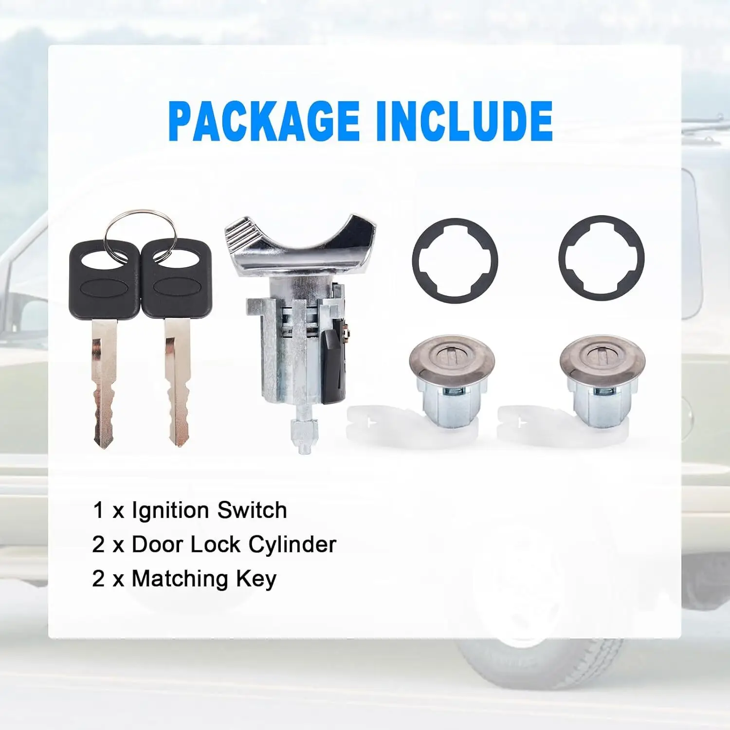 F2UZ1522050A الإشعال وقفل الباب اسطوانة مجموعة ل 1992-1995 فورد بيك اب F150 F250 F350 فان E150 E250 E350 IG-0189