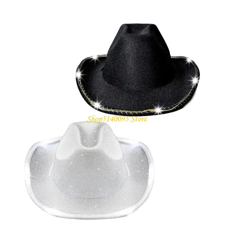 

DXAE Shimmering LED Cowboy Caps Cosplay Caps Headwear Visibility Breathable Headwear Comfortable Use Evening Activities