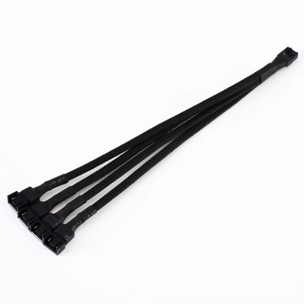 5 Pieces of Computer Motherboard Adapter Cable 4Pin 1 Point 4 Fan Interface Extension Cable 27cm