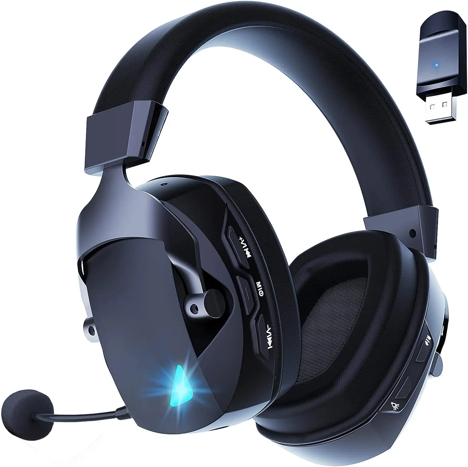 Wireless Gaming Headset with Noise Cancelling Mic 2.4G Bluetooth Headphone USB 3.5mm Wired 3 Modes for PC, PS4, PS5, Mac, Switch