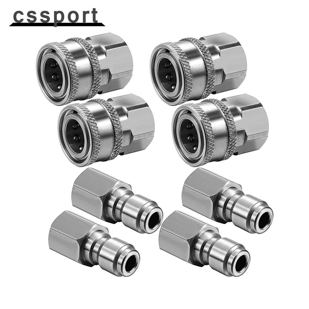 4X 3/8Inch NPT Stainless Steel Quick Connect Fitting Pressure Washer Adapter Set