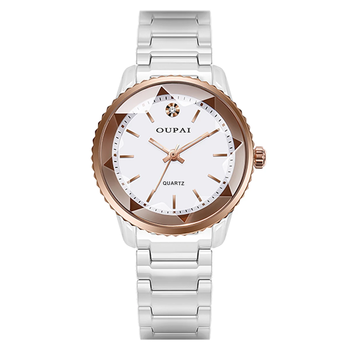 Часы OUPAI с круглым циферблатом, женские керамические японские кварцевые часы, изысканные светящиеся стрелки, водонепроницаемые, модные и элегантные