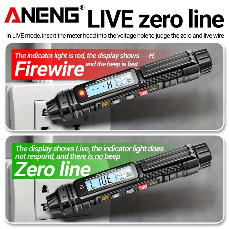 ANENG-A3005 Multímetro Digital Pen Tipo, medidor profissional, sem contato, AC, DC Tensão, Ohm Diodo Tester para Ferramenta, 4000 contagens