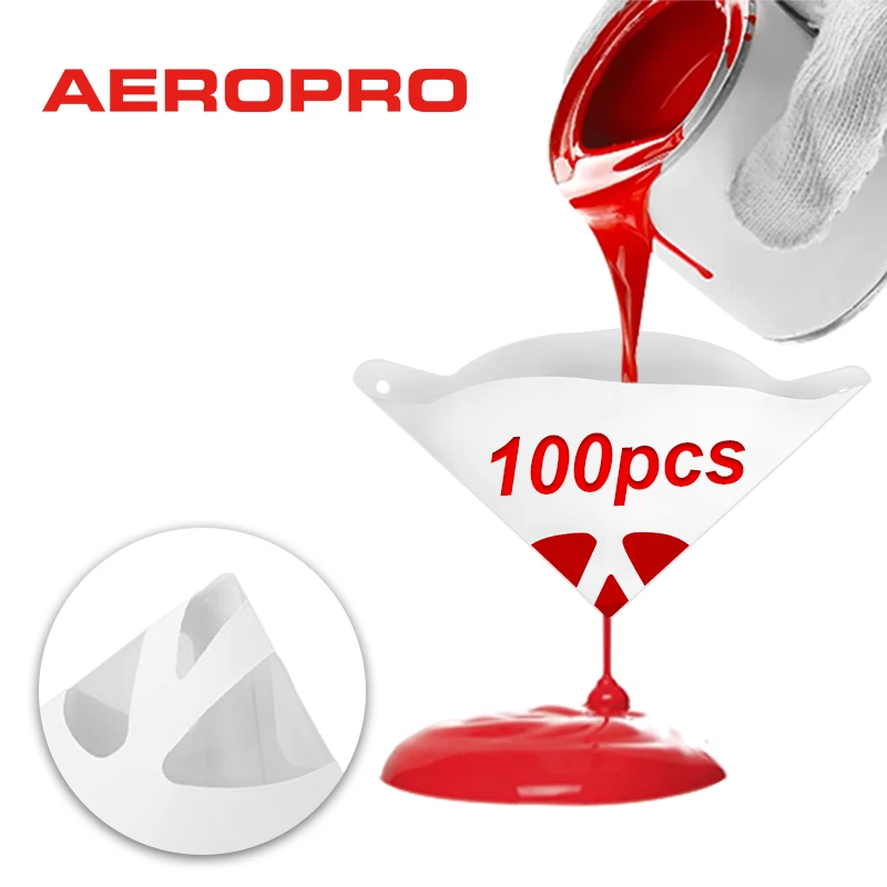 

AEROPRO Paint Filter Paper 150 Micron For Car Paint Spray Gun 100 Mesh Paper Strainer Funnel Disposable 50 100 200 300 PCS