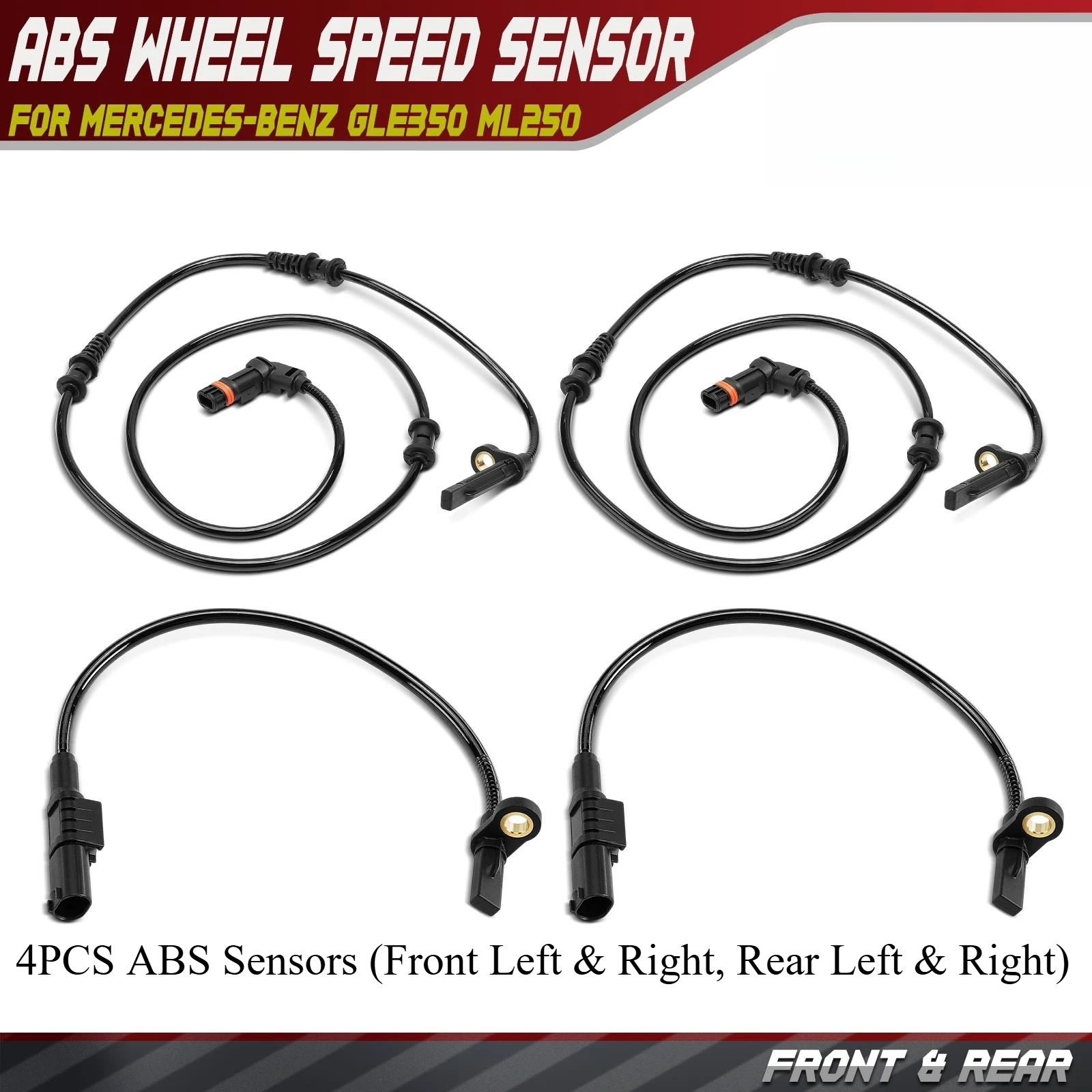 4PCS ABS Wheel Speed Sensor(Front Left & Right,Rear Left & Right) for Mercedes-Benz ML550 ML400 GL550 GL450 GL350 GLE550E GLE550