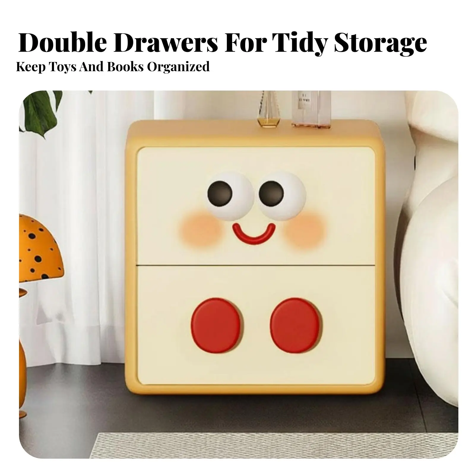 

Toasted Breaded breadShaped End Table Cartoon Design Narrow Bedside Table Cute Appearance Creative Design for Children