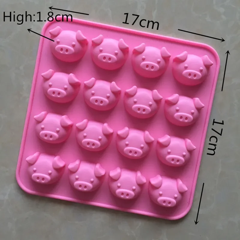 16 Cavity Silicone Mold For Soap  Plaster Confectionery Pig Head Chocolate Mold DIY Jelly Ice Cake Mold Pastry Tools Accessories