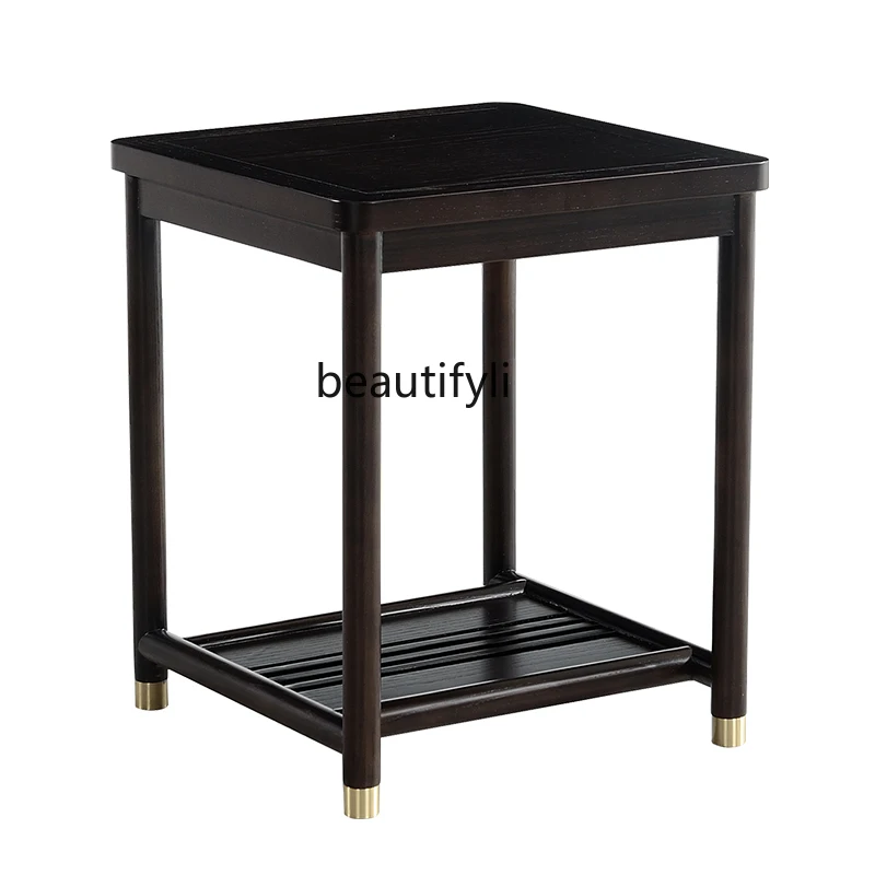 

Ash Wood Corner Table New Chinese Zen Living Room Sofa Tea Side Table Light Luxury Solid Wood to Corner Table