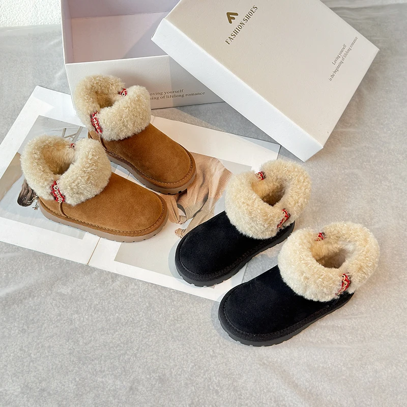

2025 Winter New Children Casual Snow Boots for Girls Boys Fashion Korean Style Soft Bottom Anti-slippery Versatile Cotton Shoes