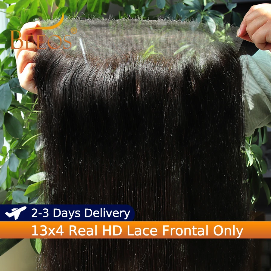

13X4 Real HD Lace Frontal из 100% натуральных человеческих волос, шелковисто-прямые, с эффектом естественной кожи, прозрачные, предварительно прорезанные, волосы Реми для женщин