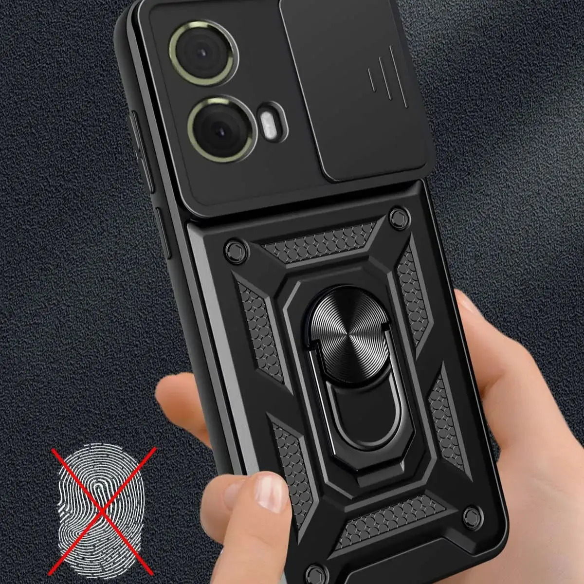 غلاف حماية مدرع مع حلقة مغناطيسية لـ Moto G85 G75 G55 G45 G35 G15 G05 G04 G42 G04S مع حماية الكاميرا