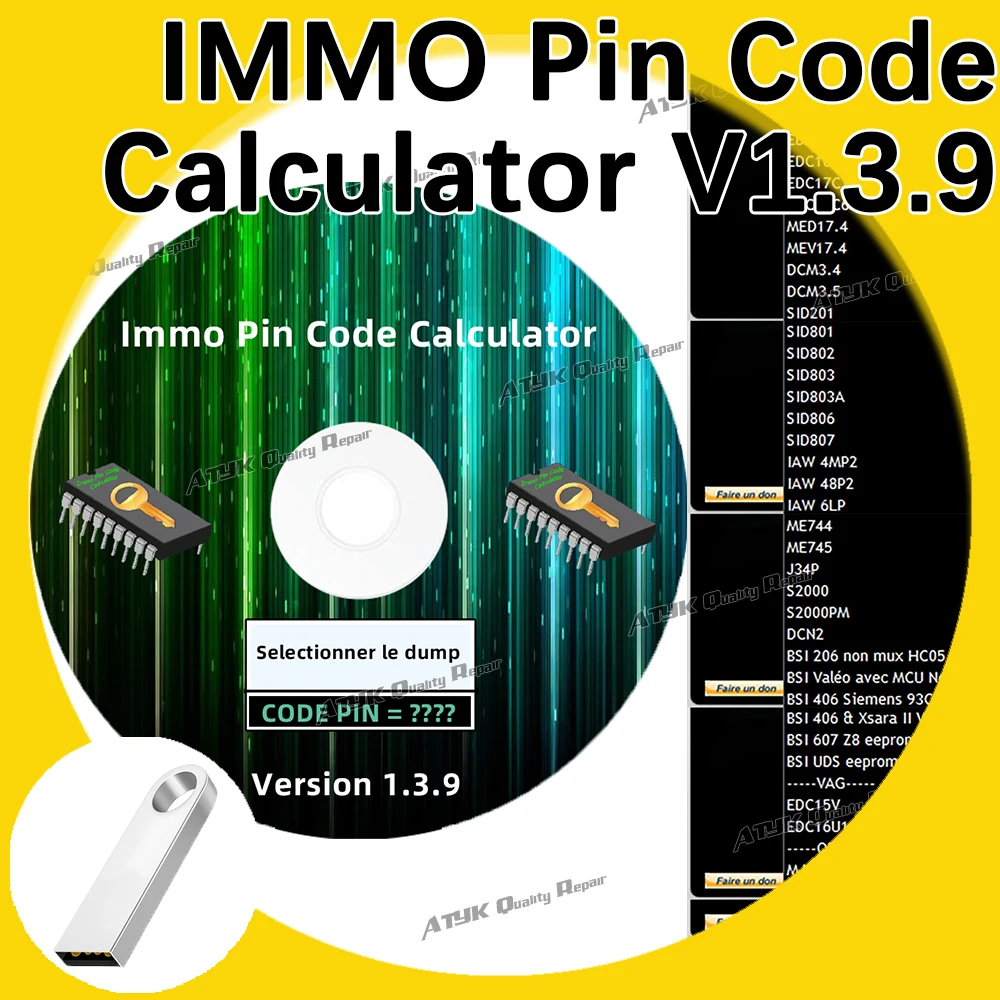 IMMO V1.3.9 Pin Code Calculator Diagnostic software Repair equipment Pin Code Calculator IMMO 1.3.9 obd2 scanner Code reader VCI