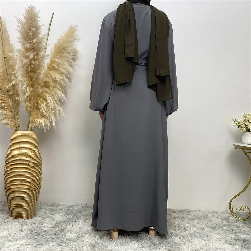 ผู้หญิงมุสลิมเจียมเนื้อเจียมตัว Abayas Eid Ramadan กิโมโนเสื้อสเวตเตอร์ถักดูไบตุรกี Kaftan เสื้อผ้าอิสลาม Femme Musulman เปิด Abaya ชุดยาว