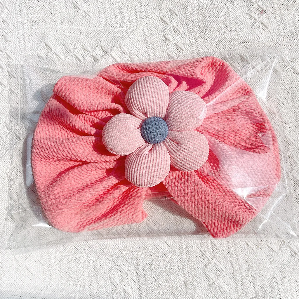 Cute Flower Baby Girl Indian Hat Solid Color Newborn Infant Cap Beanies Headwrap Kids Hat Turban Bonnet Hair Accessories