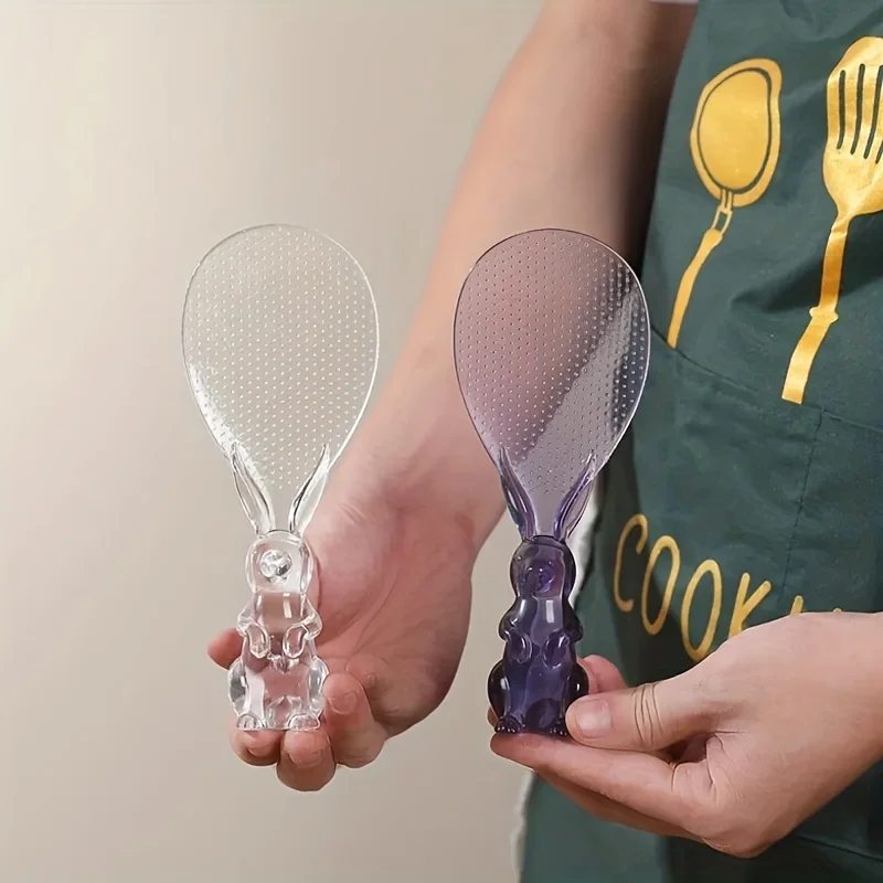 1 Transparent Crystal Spoon, Standing Rabbit Rice Shovel, Electric Pot Taking Rice Spoon Cartoon Rice Spoon Household Rice Spoon