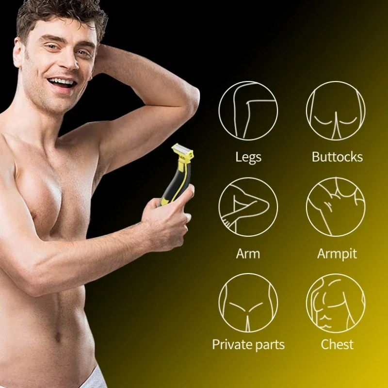 Portable Waterproof Shaving Machine for Travel Rechargeable Men's Body Leg Hair Trimmer Face Electric Shaver with 1 Spare Blade