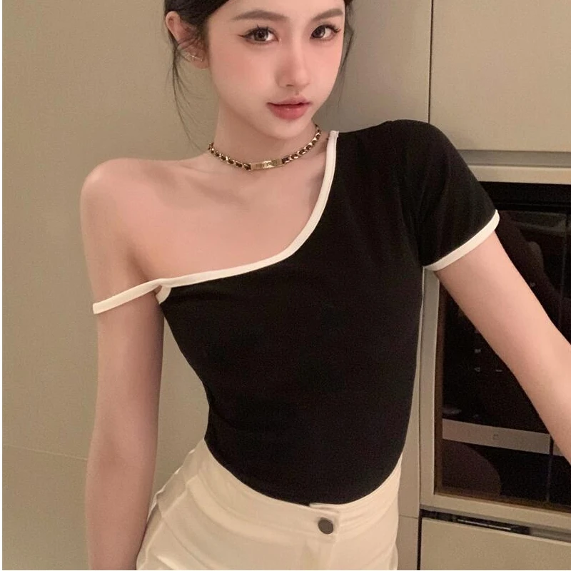 Fashionable Short Sleeve T-Shirt Women's Sexy Girl Guangzhou Thirteenth Factory Sample Shirt Shoulder Width Regular Fit Summe...