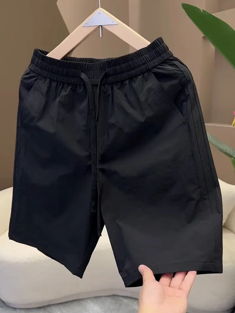 

Мужские летние тонкие дышащие простые шорты, модные повседневные молодежные брюки-капри, прямые шорты со средней талией