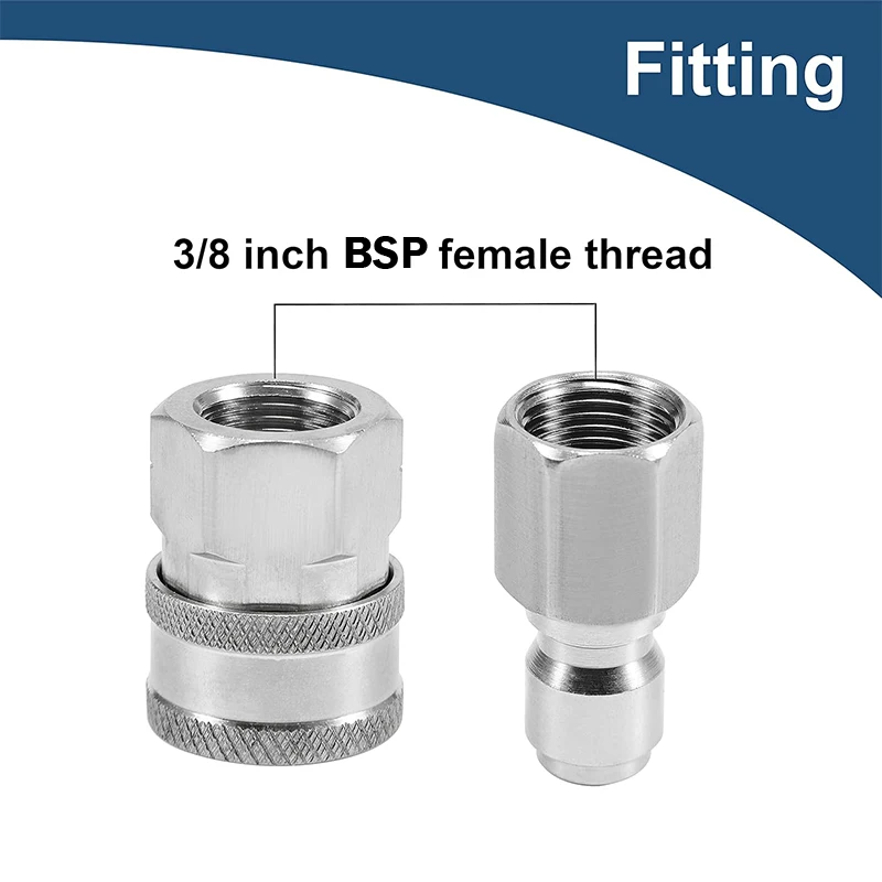 3/8 Inch 304 Stainless Steel Male and Female Quick Connector Kit Pressure Washer Adapter Set Quick Connector Plug image 5
