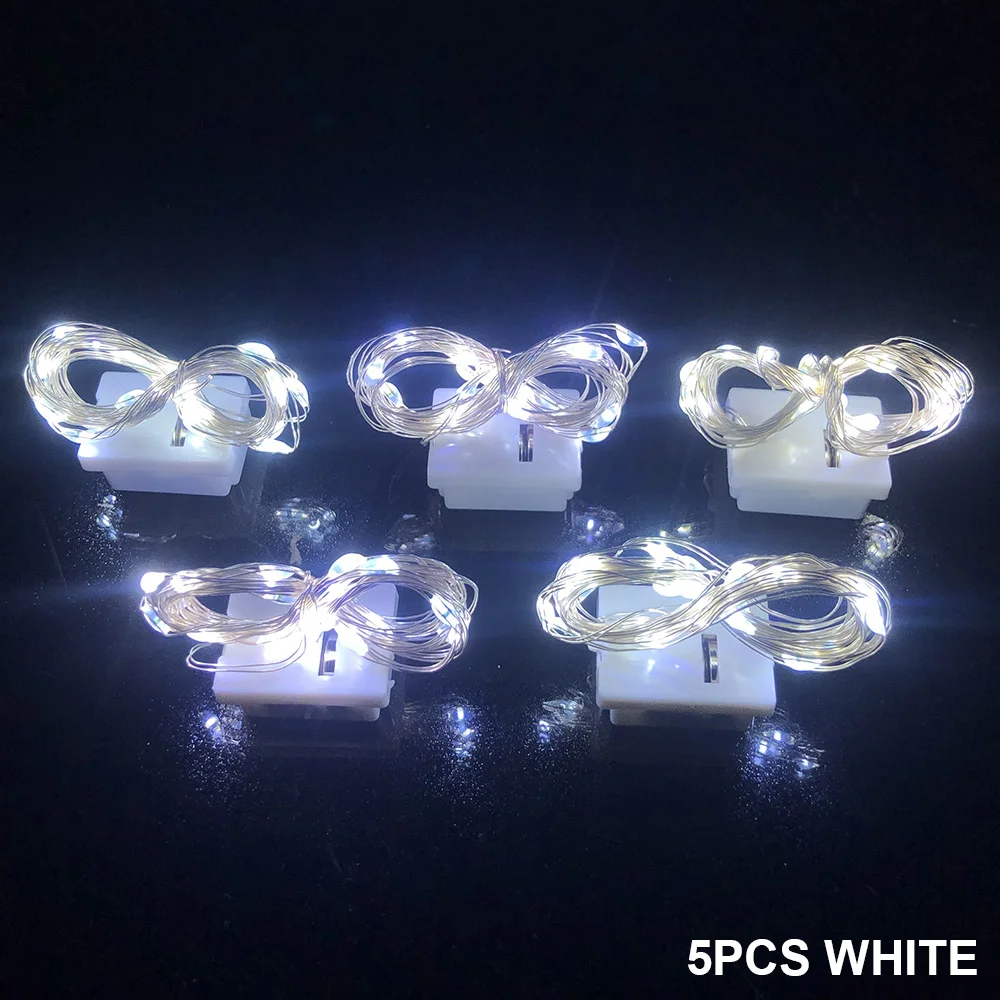 5Pcs White Flashing Decoration LED String Light Christmas Wedding Party Restaurant Fast and Slow Lights With 3*Coin Cell Batter