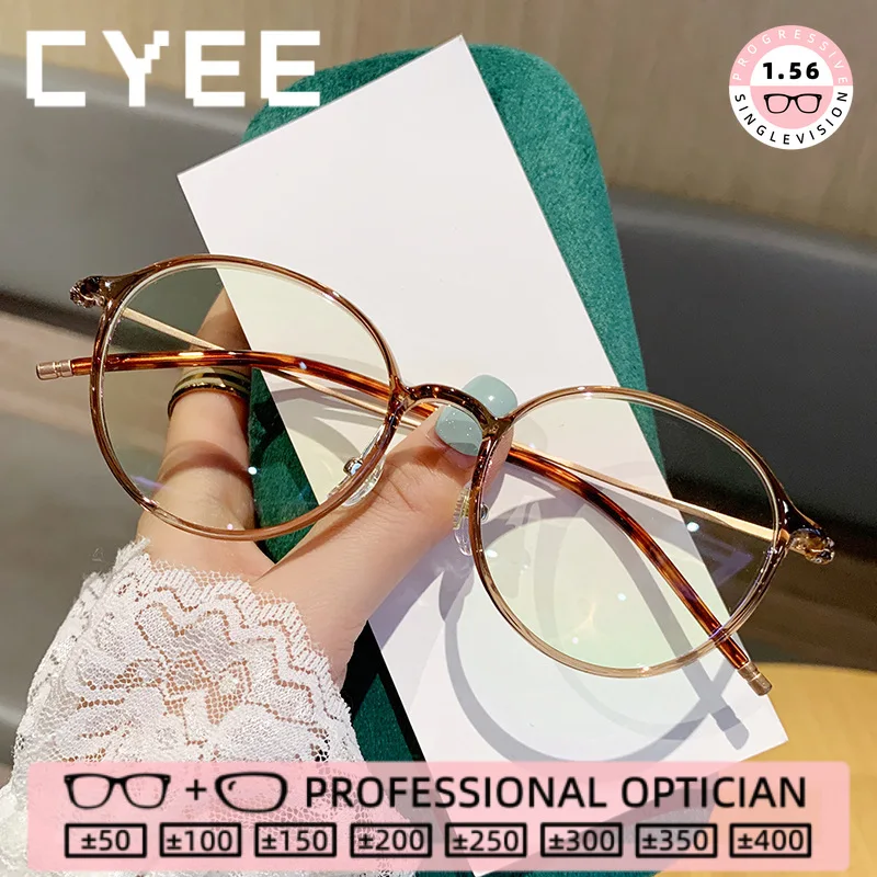 

CYEE Vintage Oval Reading Eyegiasses Blue Light Blocking High Quality Eyewear Customization Myopia Prescription Optical Glasses