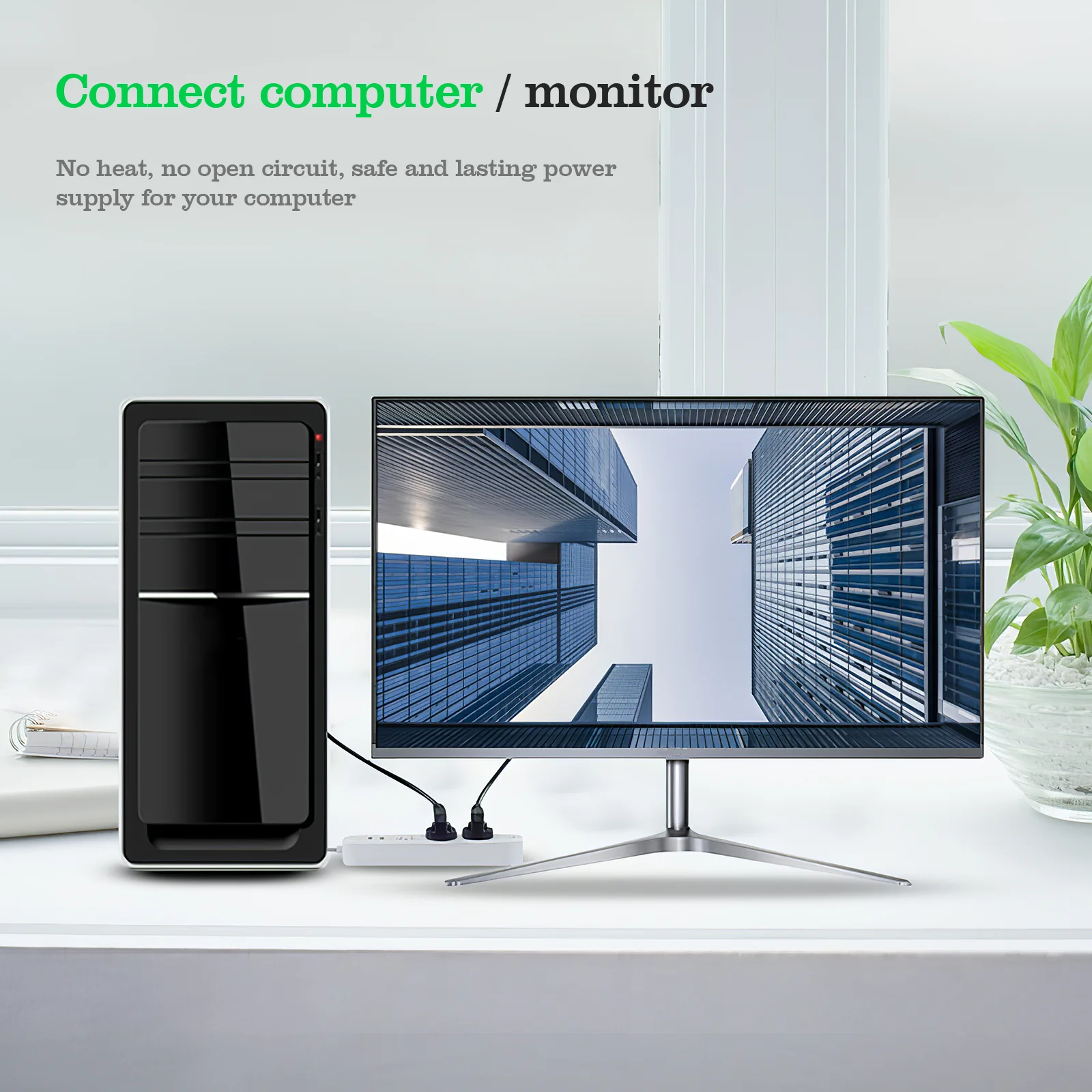 

2Pcs Power Cord Universal 3 Pin Connector for Monitor Laptop Pc Computer Replacement Cable Us Plug Power Cord Cables