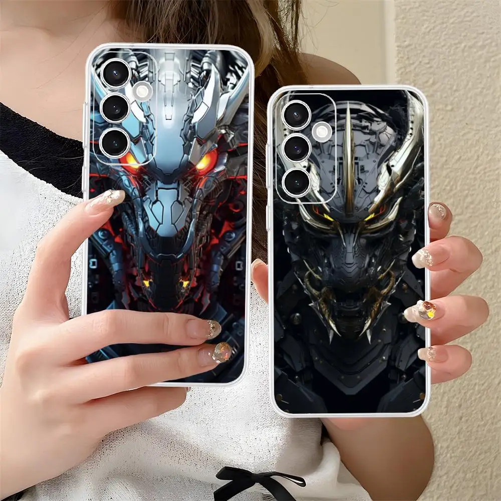 Robot Dragon Mobile Phone Case for Samsung Galaxy S25 S24 S23 S22 S21Plus FE Ultra Clear Colorful Cover Luxury Smartphone