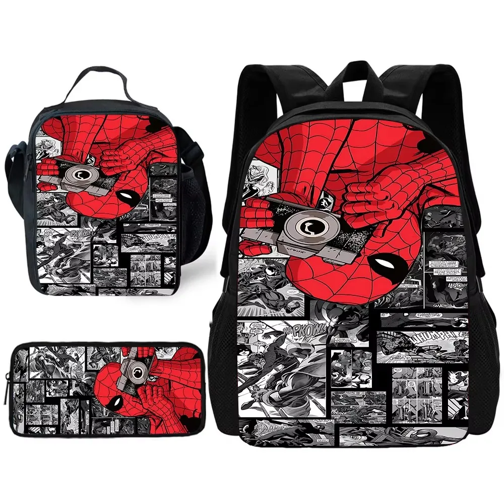 Spiders-Man Marvels Child School Backpack with Lunch Bags ,Pencil Bags ,School Bags for Boys Girls Best Gift