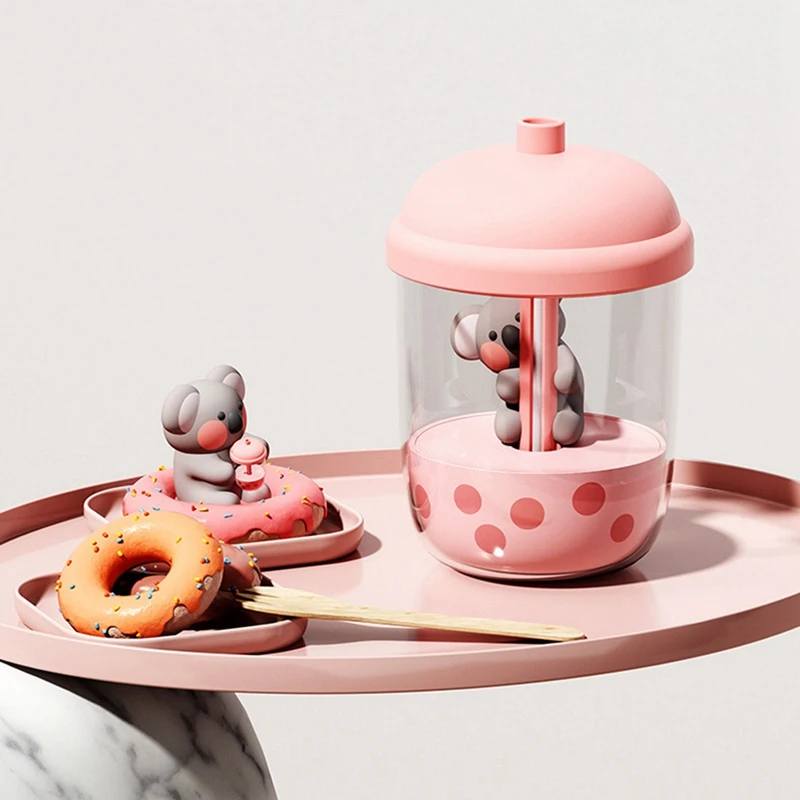 เครื่องสร้างความชื้นในอากาศ450มล. ถ้วยชานมโคอาล่าแบบพกพาเครื่องพ่นน้ำบนโต๊ะ USB สำหรับห้องนอน