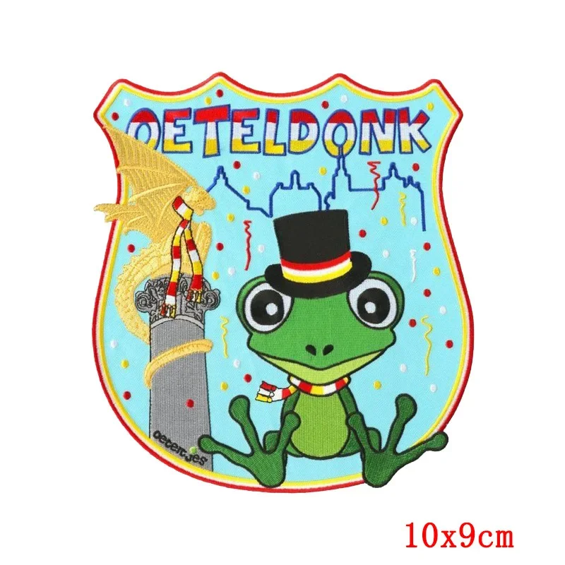 Iron On Patches for Clothes The Red Frog Clothing Stickers Fabric Sewing Embroidered Patch Thermal Adhesive Applique Fusible