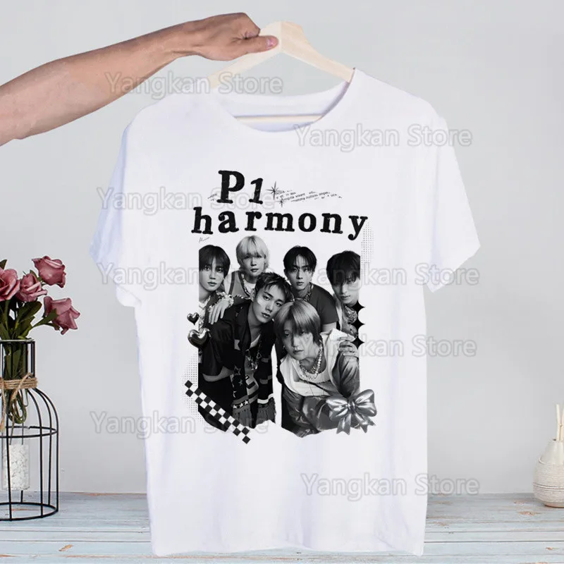

P1Harmony DUH Kpop Harajuku Men's tshirt Printed Unisex Short Sleeve t shirt Casual T-shirt Male Tops
