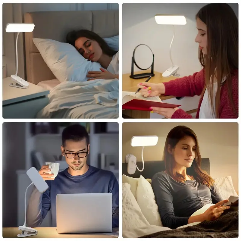 Clip-on LED USB Charging Desk Lamp for College Students, Dormitory Desk and Bedroom Reading Lamp, Suitable for Office, Study, Be, image 6