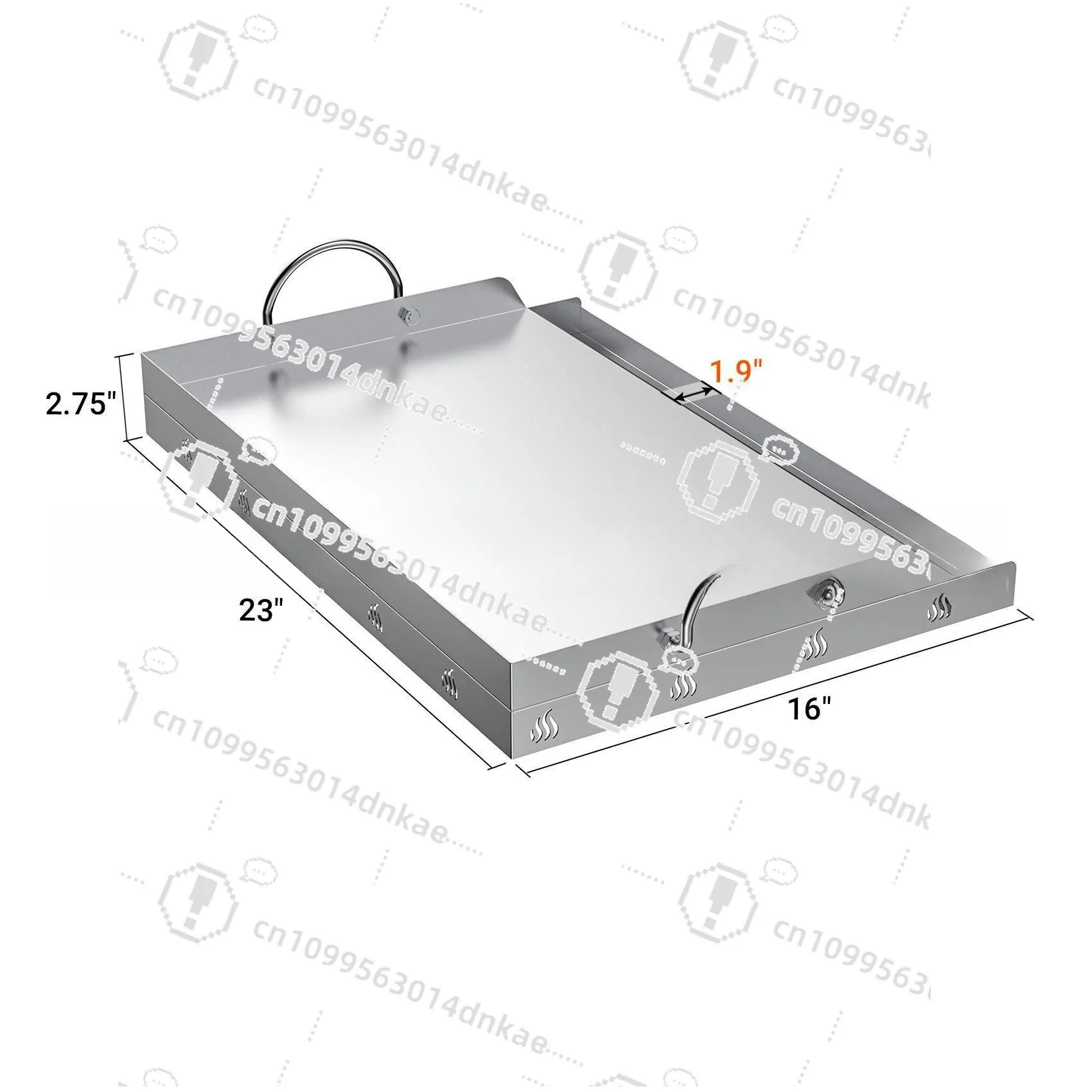 Edelstahl-Grillpfanne, Flache Platte, Gerillter Griff …