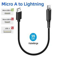 Short Micro A USB to Lighting Cable for Smartphones to Bosch E-Bike Display, Charging Direction from Display to Smartphone OTG