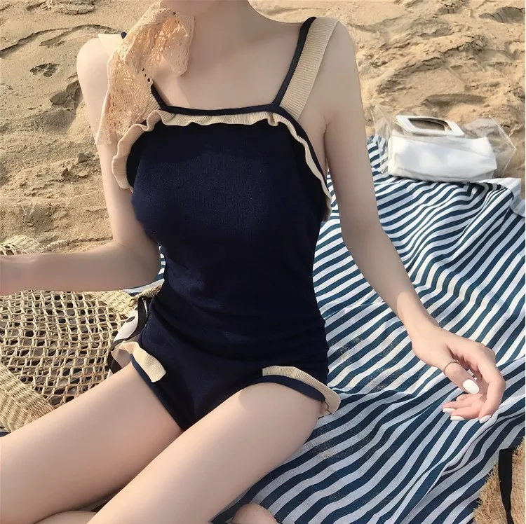 

Nadanbao One-Piece Slip Swimsuit Women Wooden Ear Edge Backless Beach Party Swimwear Female Sexy Bodysuit Surfing Beachwear