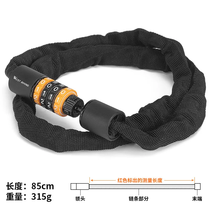 Cycling Enthusiasts Must Have Bicycle Chain Lock 4-digit Password Anti-theft Lock Mountain Road Bike Lock Cycling Bike Lock