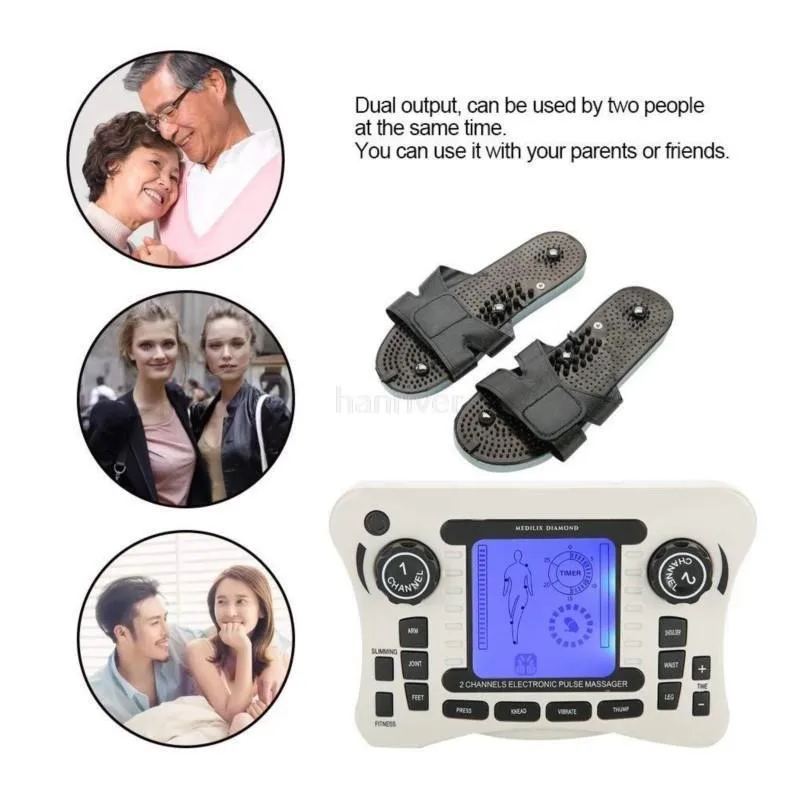 12 Modes Electrical Tens Pulse Massager EMS Muscle Stimulator Acupuncture Digital Frequency Physiotherapy Machine Fat Burner