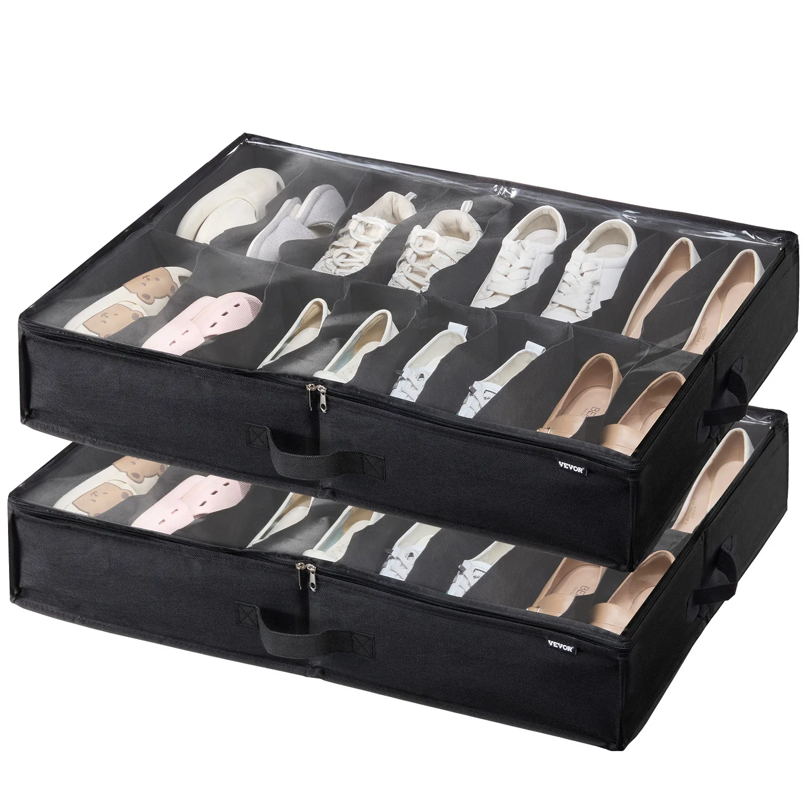 Uimoso Under Bed Shoe Storage Organizer Set of 2 Fits 32 Pairs Large Containers