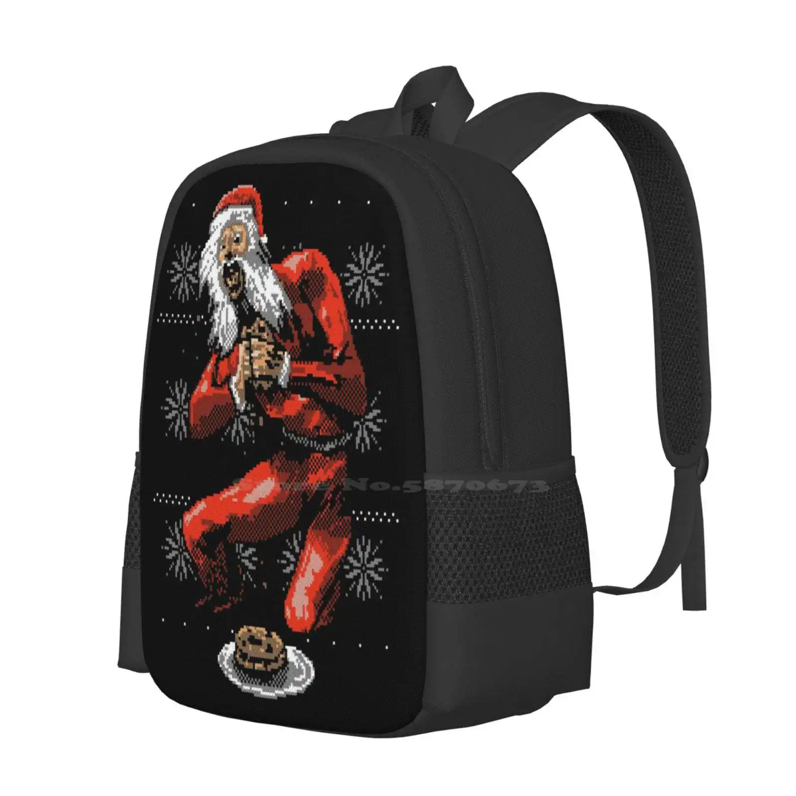 Santa Devouring His Cookies Pattern Design Laptop Travel School Bags Christmas Santa Holidays Ugly Sweater Saturn Mythology