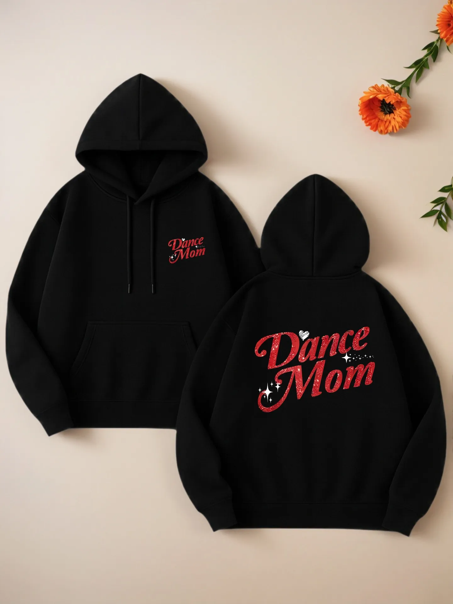 Sudadera con capucha esencial con estampado de letras Dance Mom para mujer, diseño estético informal, forro polar, uso diario informal