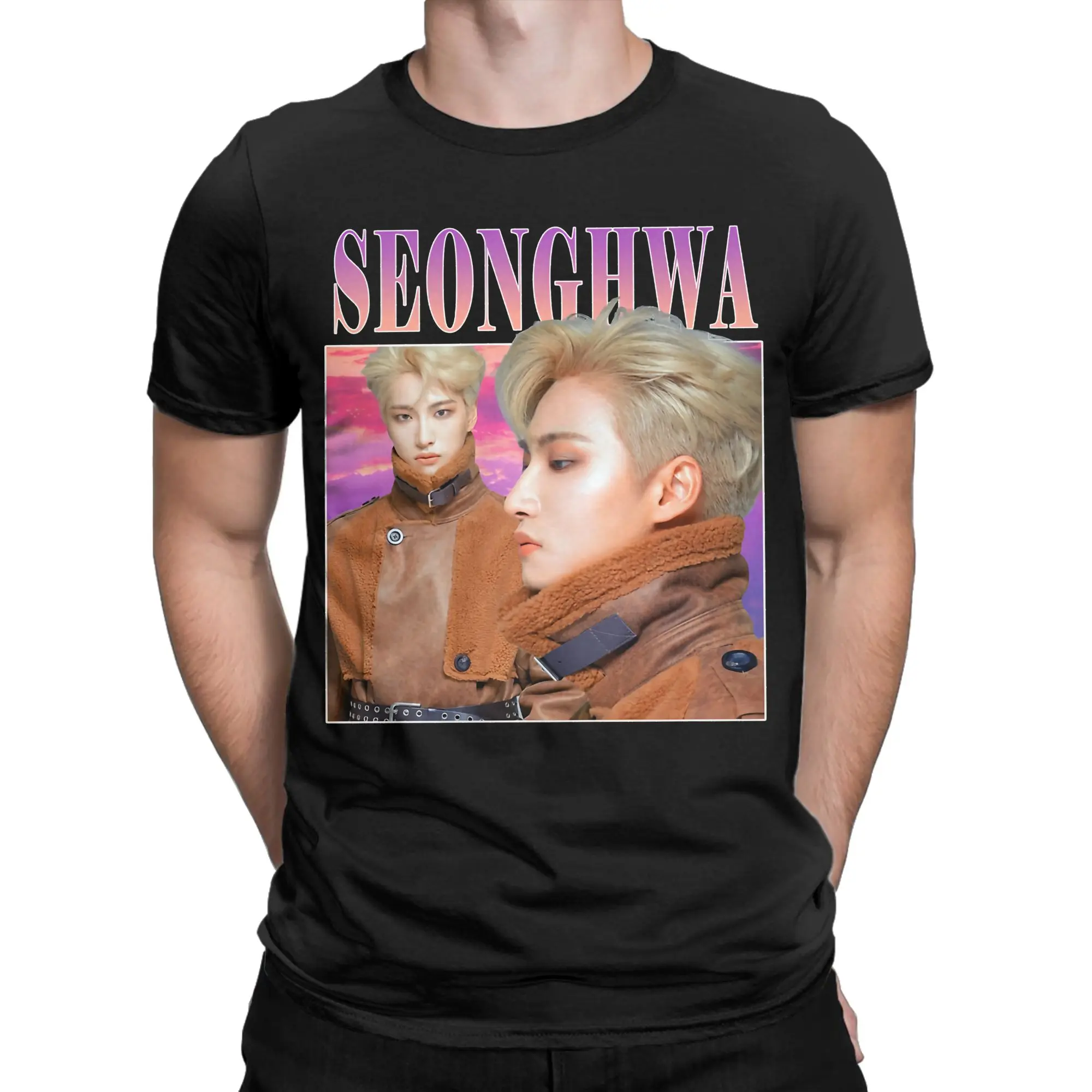 Mens Womens Ateez Seonghwa  T Shirt Pure Cotton Graphic Printing Tee Shirts  Top Clothing