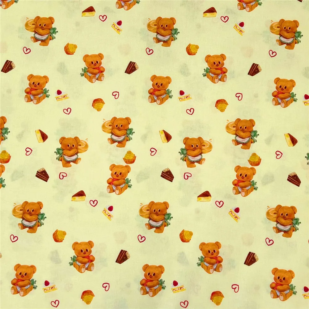 Butter Bear 100% Cotton Fabric for Kids Clothes mask Home Textile Sewing Quilting DIY Needlework Material